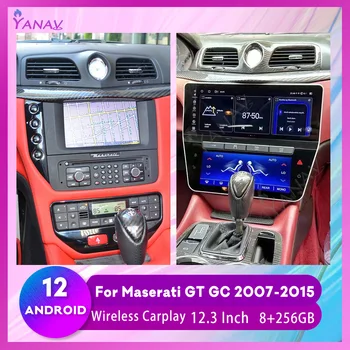 256 GB Android 12 Автомобилен Радиоприемник За Maserati GT/GC Gran Turismo 2007-2015 Двухэкранный Мултимедиен Плейър GPS Навигация Стерео Carplay