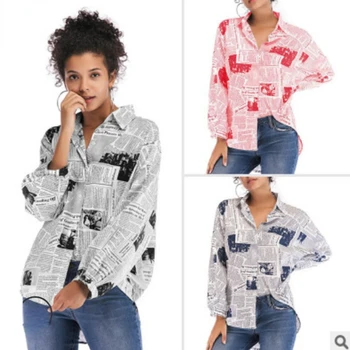 Блуза Дамски Пролет 2023, Свободна Риза С Принтом, Скъпа Риза с дълъг ръкав, Camisas De Mujer Blusa Feminina жените риза