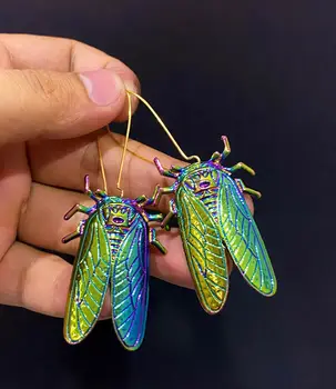 10 двойки нов дизайн!Обеци с кошмарен цикадами, щастливи насекоми, уникални обеци