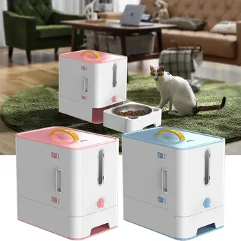 Автоматичен фидер на домашни кучета, Котки, Подходящи за малки, средни Умни хранилки за домашни любимци Многофункционална кутия за съхранение на храна за кучета