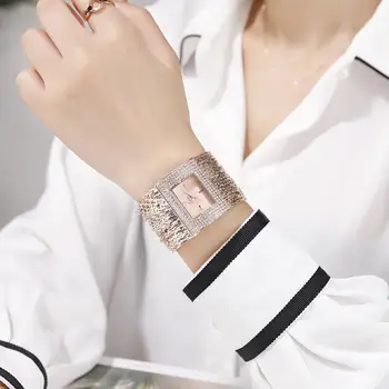 Нови Маркови часовници за жени, Модни Луксозни дамски гривни с Диаманти Часовник от Розово Злато и са се Превърнали Relogio Feminino, Ръчни часовници Mujer