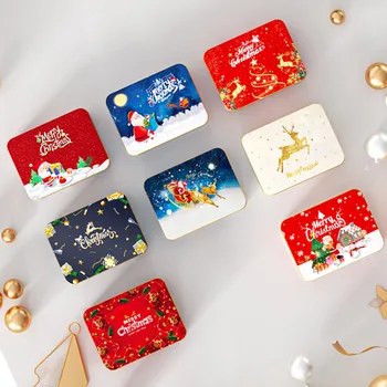 1бр Европейската лидице кутия в Ретро стил Дядо Коледа Лосове Коледно парти за опаковане на Подаръци, Коледни Бонбони, Бисквити, Шоколадови бисквити Квадратна кутия