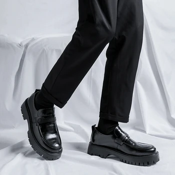 Пролет-есен нова ежедневни нескользящая кожени обувки, мъжки бизнес водоустойчив обувки, мъжки удобна универсална мъжки кожени обувки, лоферы