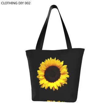 Чанта за покупки от слънчоглед; Холщовые чанти за пазаруване с принтом; чанти за през рамо; Голям голям Здрава чанта с цветя
