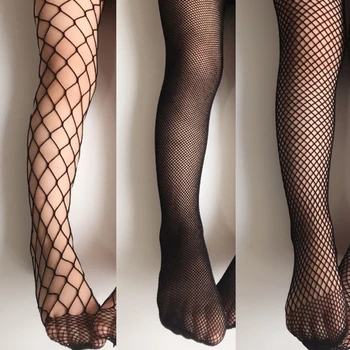 Модни Мрежести чорапи за момичета, Детски Чорапи в рибарска мрежа, Черни Чорапогащи, Чорапогащник