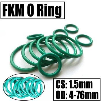 1-20 бр О-пръстен FKM, Полагане с Дебелина 1,5 мм, Диаметър на 4-76 мм, Маслостойкая/висока температура Миене, Уплътнение от фторкаучука