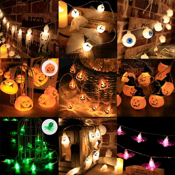 1,5 M 10 Лампи в стил Хелоуин, мини led лампи, Cartoony Паяк, Тиква, Призрачная Венец, Декор за Парти по случай рожден Ден, Стоки за дома, Направи си сам