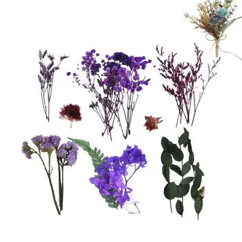 Многоцветни сушени истински листа и цветя, сухи цветя, букет, изкуствено растение, сушен кофа, украса за scrapbooking в спалнята
