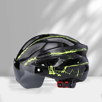 Велосипеден защитна капачка, ветроупорен очила, състезателна каска за езда, Велосипеден шлем, дишаща сеизмичен издръжлив и лесен за употреба оборудване