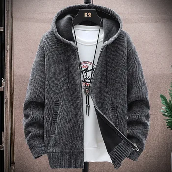 2023 Есенно-зимен мъжки пуловер, модерен вязаный жилетка, мъжки пуловер с високо качество, корея, ежедневно сако, мъжки пуловер с цип, 8908