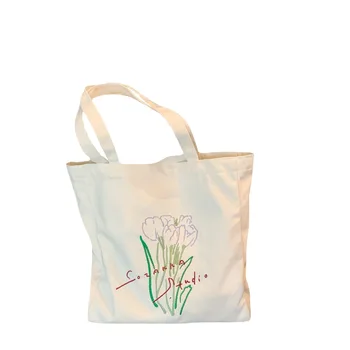 Нова чанта-тоут с цвете лале, Дамски ежедневни холщовая чанта на рамото, студентски чанта за книги, по-Голямата голям дългогодишна пазарска чанта, Дамска чанта