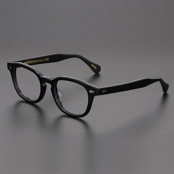 Черни класически кръгли ацетатные очила в рамки мъжки дизайнерски маркови оптични очила при късогледство дамски слънчеви очила по рецепта