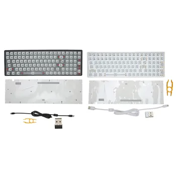 Механична клавиатура DIY Комплект С възможност за гореща замяна Type C, Жичен, 100 комбинации, Модулна Механична клавиатура, 5-пинов превключвател, Безжичен 2,4 G за дома