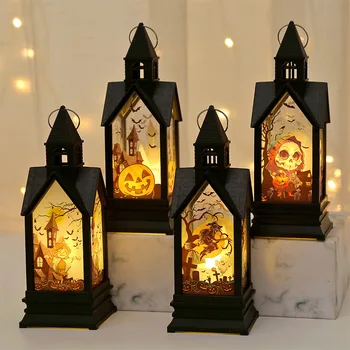 Led окачен фенер под формата на тикви за Хелоуин, призрачная лампа, свещ, декорация за дома за Хелоуин, Хантед Хаус, подпори на ужасите