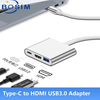 Адаптер 4K Type C за HDMI USB3.0 Хъбове PD Зарядно устройство Зарядно устройство за Лаптопи, КОМПЮТРИ, таблети, TV-монитор, проектор