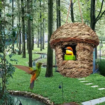 Здрав Птичи Къща, Удобен за Птичи подвесное гнездо, Трева Отвън, място за почивка на птичия подвесном къща за папагали