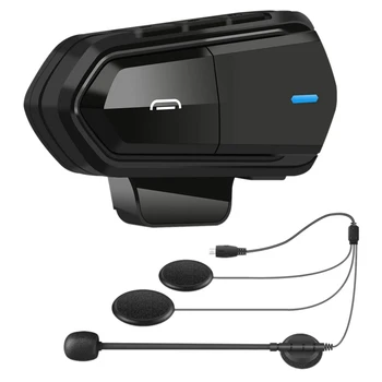 2X Микрофон вътрешна комуникация за мотоциклет B35, Bluetooth 5.0 Слушалки за каска, Переговорное Устройство FM-радио HI-FI Качество на звука Siri Черен