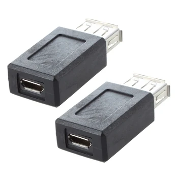 2x Black USB 2.0 Тип A Жена за Micro-USB B Женски адаптер преобразувател