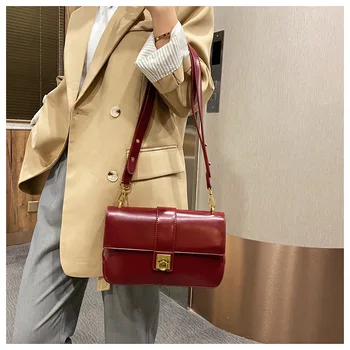 Дамски чанти от изкуствена кожа, Луксозна дамски Малка квадратна чанта през рамо, с Висококачествена чанта-месинджър Bolso Mujer