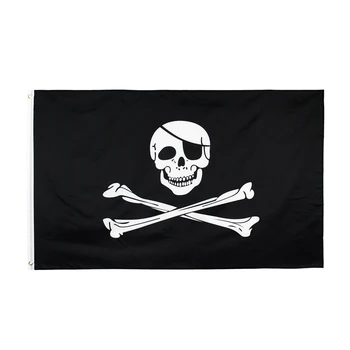 90x150 см, знаме с черепа на Забавно-напълнени Роджър за украса