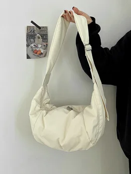 Модни чанти-скитник, женствена чанта за равиоли с голям капацитет, памучен ежедневни лесна и универсална чанта през рамо