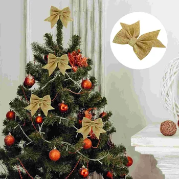 4 Бр Венец Декор Коледна Златна Пеперуда С Лък Дърво направи си САМ Бижута и Аксесоари