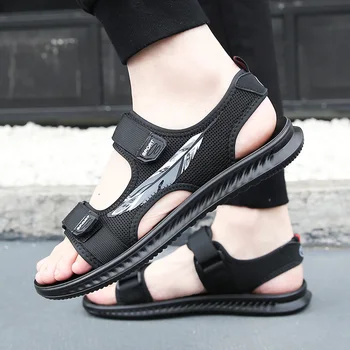 Улични мъжки спортни плажни сандали 2023, летни нови ежедневни сандали на платформа, без приплъзване, с отворени пръсти за мъже, модни мъжки обувки на плоска подметка
