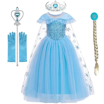 Рокли на Елза за момичета, костюм на Ана, дрехи, детска Рокля на Принцеса за Cosplay, рокля Снежна Кралица, детско Празнично облекло за рожден Ден