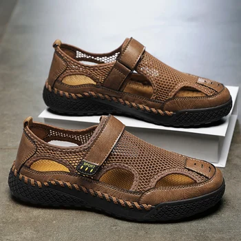 2023 Нови мъжки сандали Лятото Дишащи меш сандали Мъжки Улични Ежедневни леки плажни сандали Модни мъжки обувки на Големия размер