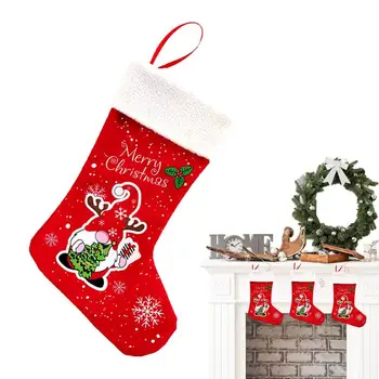 Коледни Подаръци Чорапи с шоколадови Бонбони, Подарък Чорапи на Дядо Коледа, Преносими Манто Чорапи, Чорапи За Украса Коледен Подарък