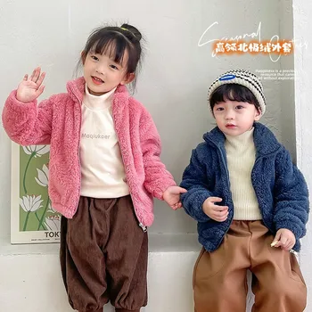 Есенно-зимни детски плюшени палто, обикновена модерни ежедневни дебели якета за малки момчета и момичета, детски дрехи, връхни дрехи, топ