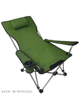 Уличен сгъваем стол за риболов, преносимо столче за сядане и лежи с двойно предназначение, легло за следобеден сън, походный плажен стол прост