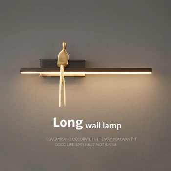 Луксозен стенен лампа Nordic Light с медна ивица, Италиански минималистичен Лампа за спални, Прикроватной нощни шкафчета, всекидневна, коридор, Дизайнерски led осветление стена