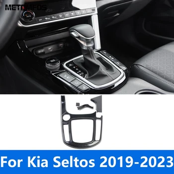 За Kia Seltos 2019 2020 2021 2022 2023 Централна Конзола От Карбон Смяна На Скоростната Кутия Панел Капак Завърши Аксесоари За Стайлинг На Автомобили