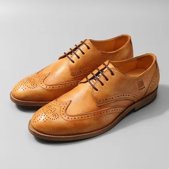Мъжки Oxfords ръчно изработени с високо качество, кожени мъжки модел обувки с перфорации тип 