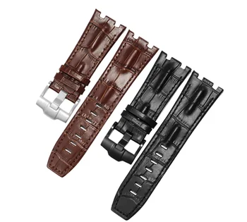 Каишка от естествена кожа за часовници на Royal Oak Offshore Series 28 мм, черни, кафяви, сини каишки за часовници, аксесоари за мъже