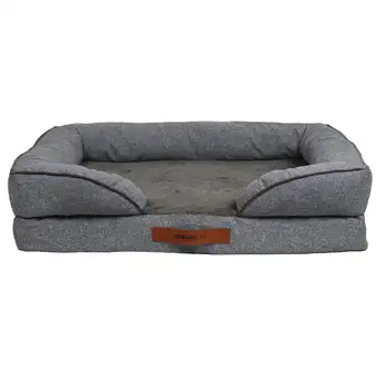 Уютен ортопедично легло в стила на дивана за кучета и котки, сив
