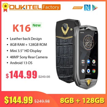 Мини-смартфон OUKITEL K16 8 GB оперативна памет, 128 GB ROM 48 MP Камера Android 13 Мобилен Телефон MTK 8788 3,5 Инча на NFC 3050 ма Мобилен телефон