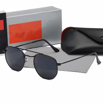 2023 Реколта овални Мъжки слънчеви очила в метални рамки с големи оттенък, женски за шофиране на плажа, Луксозни слънчеви очила с оригиналната кутия