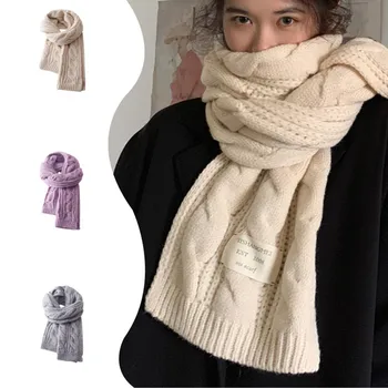 Вязаный топъл женски шал, Есенно-зимния просто обикновен имитира кърпа, носна Кърпа, Шал, луксозни шалове, Забрадки, Аксесоари