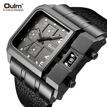 Нови Модни Мъжки Спортни часовници Oulm 2023, Луксозни Мъжки Кварцови Часовници за Мъже, Бизнес Ежедневни Кожени Часовници часовници мъжки