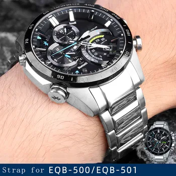 За Casio тънка стоманена каишка за часовник EQB-501/EQB-500/EQB-серия 800 мъжки каишка за часовник аксесоари гривна 22 мм тънък стомана каишка за часовник