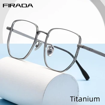 FIRADA Модни Удобни Очила 2023 Луксозни Реколта Титанов Квадратни Очила В Рамки По Рецептата За Мъже И Жени K5088