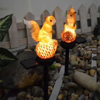 Здрав градински лампа Слънчев Градинска лампа от катерица, интелигентно украса на двора с отлична видимост, водоустойчив
