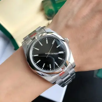 Луксозни мъжки механични часовници самостоятелно ликвидация - 41 мм, от неръждаема стомана 904L, сапфирен кристал, дизайн Oyster, Водоустойчив (Модел: M11