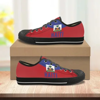 Лятна мъжка Парусиновая обувки с дизайн във формата на Хартата Хаити, директна доставка, Класически вулканизированные маратонки дантела, Удобна градинска обувки с ниски берцем