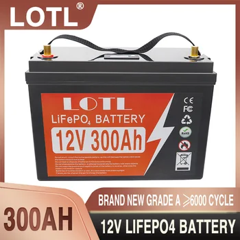 Батерия LiFePO4 12 300 Ah 12,8 В, вградена литиево-желязо-фосфатный елемент BMS 6000 цикъла за голф-кара RV Campers