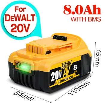 2023 Актуализация 20V 6.0 Ah 8.0 Ah DCB200 Сменяеми литиево-йонна Батерия за DeWalt MAX XR DCB205 DCB201 DCB203 Батерии за лаптопи