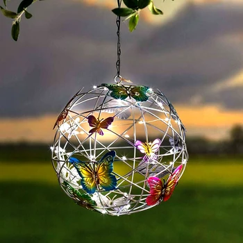Открит Висящ Слънчев Водоустойчива Лампа Butterfly Ball Light Градински Декоративни Светлини се Използва За Украса на Градината В двора на Пеперуда