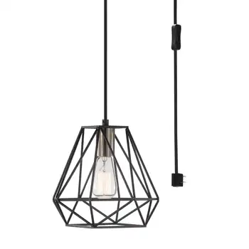 Окачен лампа KitchenGlobe Electric Санса 1-Лампа от тъмен бронз с подключаемым или кабелен извънбордов осветление, 60846